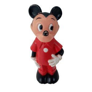 Disney Mickey Mouse Plastic Red/Black Figurine Toy Vintage